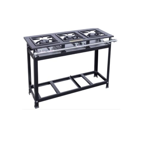 51415 Fogão industrial 03 bocas baixa pressão QD/QS 30X30 Cristal Aço 51415
