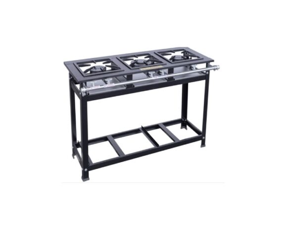 51415 Fogão industrial 03 bocas baixa pressão QD/QS 30X30 Cristal Aço 51415
