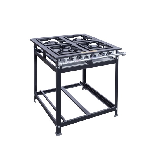 51416 Fogão industrial 04 bocas baixa pressão QD/QS 30X30 Cristal Aço 51416