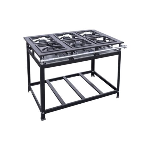 51420 Fogão industrial 06 bocas alta pressão 30X30 Cristal Aço 51420