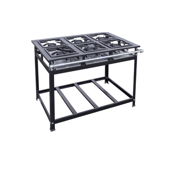 Fogão industrial 06 bocas alta pressão 30X30 Cristal Aço 51420