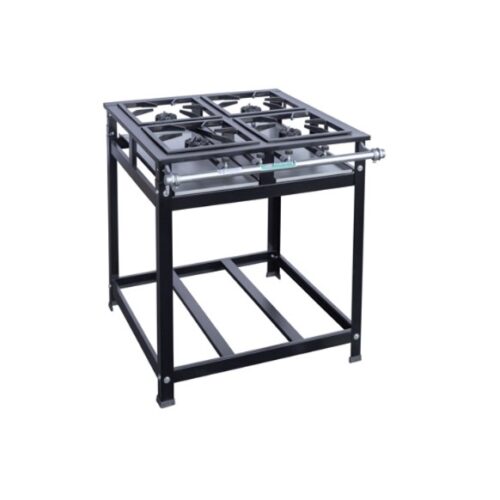 51423 Fogão industrial 04 bocas alta pressão 30X30 Cristal Aço 51423