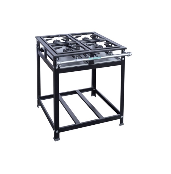 Fogão industrial 04 bocas alta pressão 30X30 Cristal Aço 51423