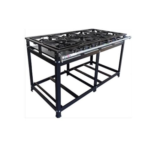 52863 Fogão industrial 08 bocas alta pressão 30X30 Cristal Aço 52863