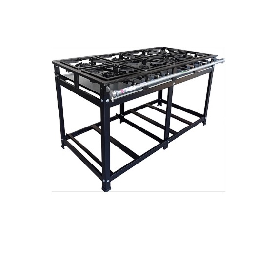 52863 Fogão industrial 08 bocas alta pressão 30X30 Cristal Aço 52863