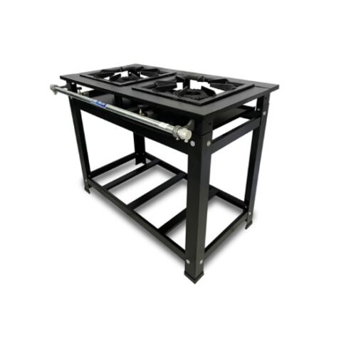 55719 Fogão industrial 02 bocas reforçado alta pressão 40X40 Cristal Aço 55719