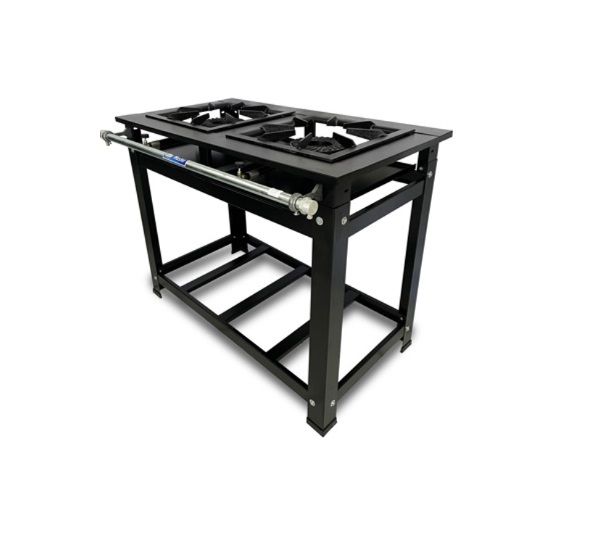 55719 Fogão industrial 02 bocas reforçado alta pressão 40X40 Cristal Aço 55719