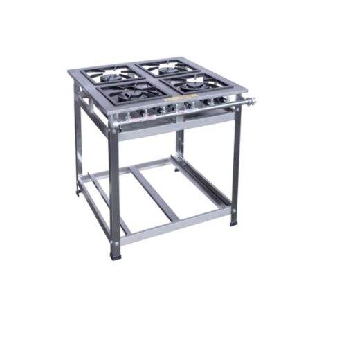 56483 Fogão industrial 04 bocas baixa pressão 30X30 BD/BS Inox Cristal Aço 56483