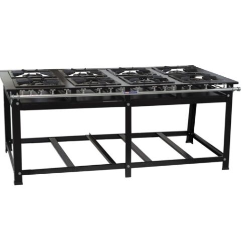 62286 Fogão industrial 08 bocas baixa pressão 40X40 bocas duplas Cristal Aço 62286