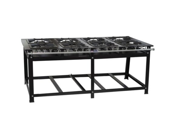 Fogão industrial 08 bocas baixa pressão 40X40 bocas duplas Cristal Aço 62286