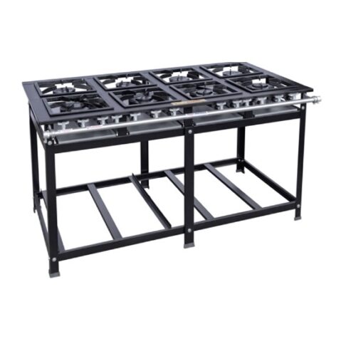 69081 Fogão industrial 08 bocas baixa pressão QD/QS 30X30 Cristal Aço 69081