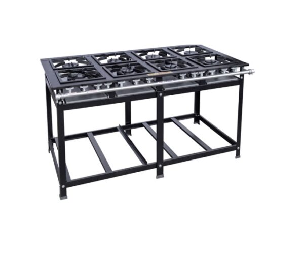 Fogão industrial 08 bocas baixa pressão QD/QS 30X30 Cristal Aço 69081