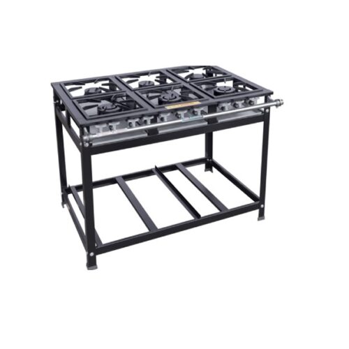 73878 Fogão industrial 06 bocas baixa pressão QD/QS 30X30 Cristal Aço 73878